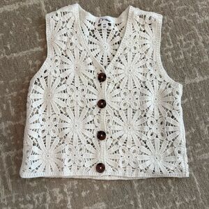 Art Class from Target White Crochet Floral Button Vest